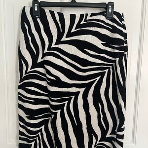 Talbots Black and White Midi Pencil Skirt